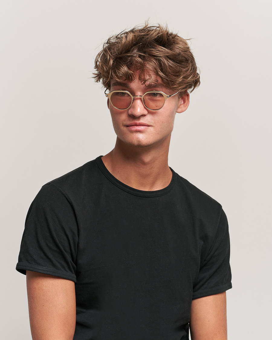 Men | Round Frame Sunglasses | Thom Browne | TB-S812 Flip-Up Sunglasses White Gold/Silver