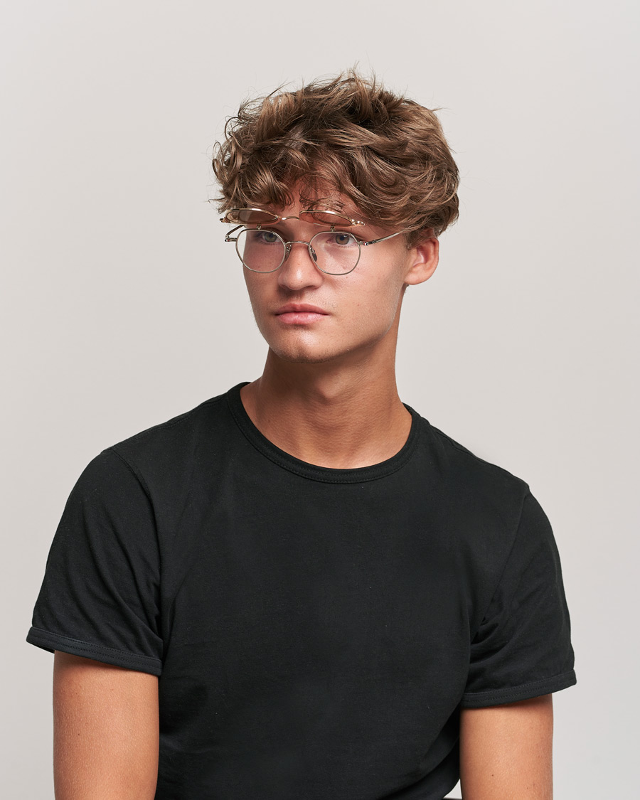 Men | Thom Browne TB-S812 Flip-Up Sunglasses White Gold/Silver | Thom Browne | TB-S812 Flip-Up Sunglasses White Gold/Silver