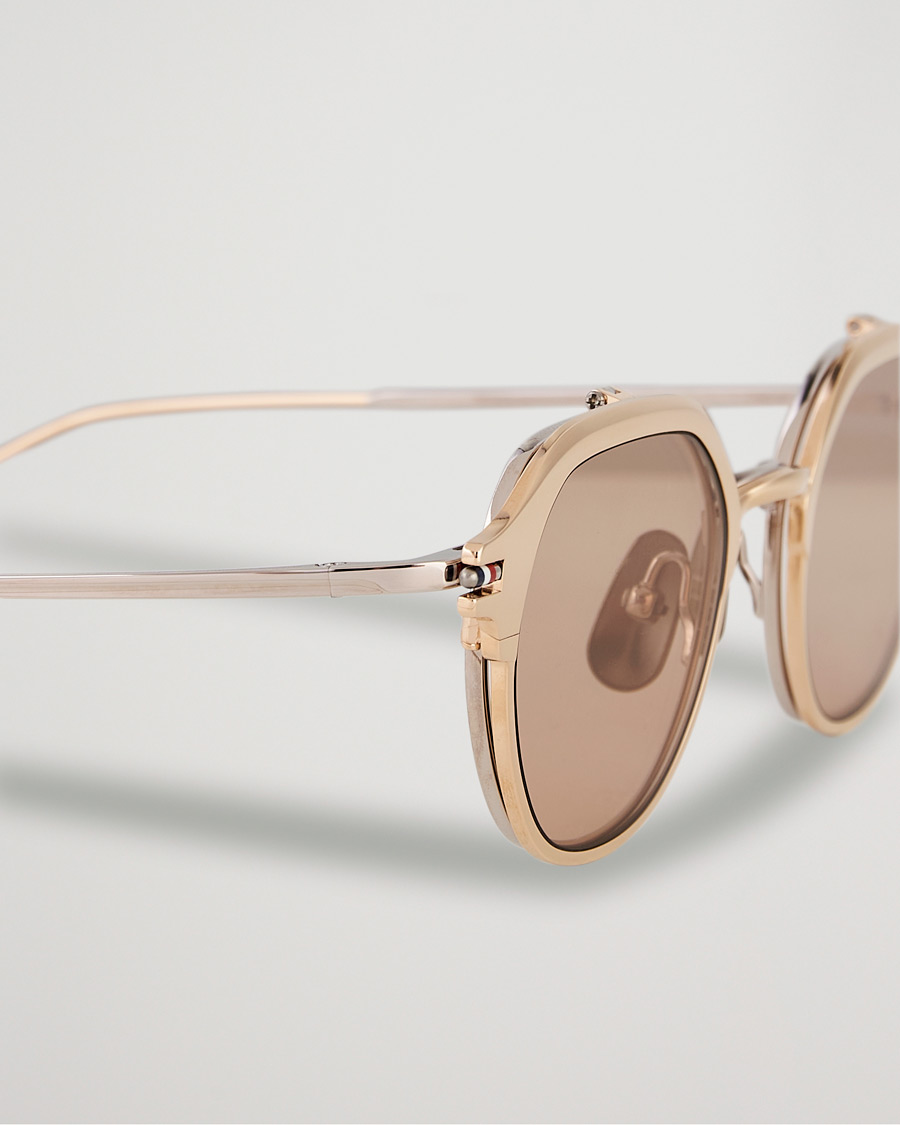 Men | Sunglasses | Thom Browne | TB-S812 Flip-Up Sunglasses White Gold/Silver