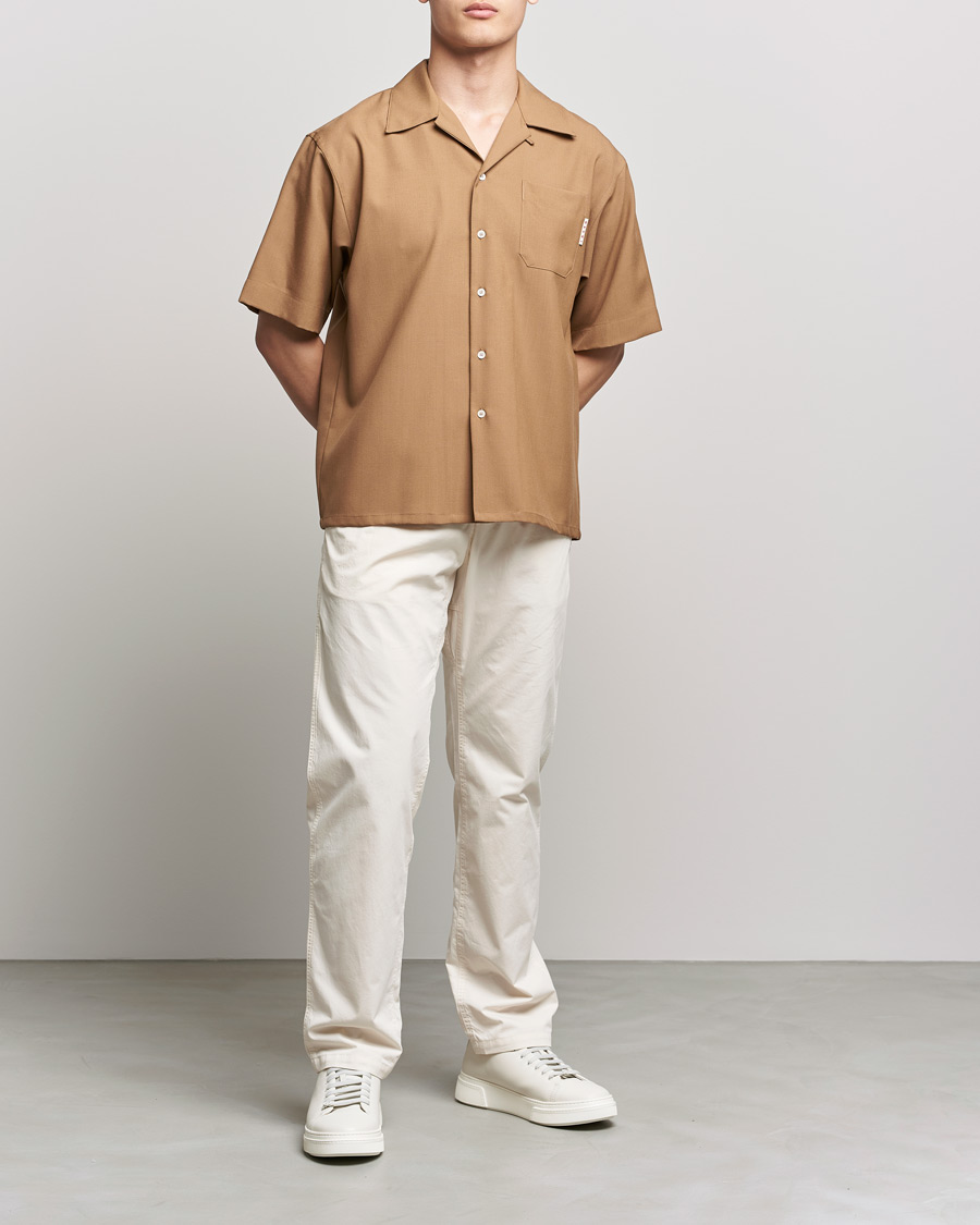 Men | Short Sleeve Shirts | Marni | Tropical Wool Bowling Shirt Beige