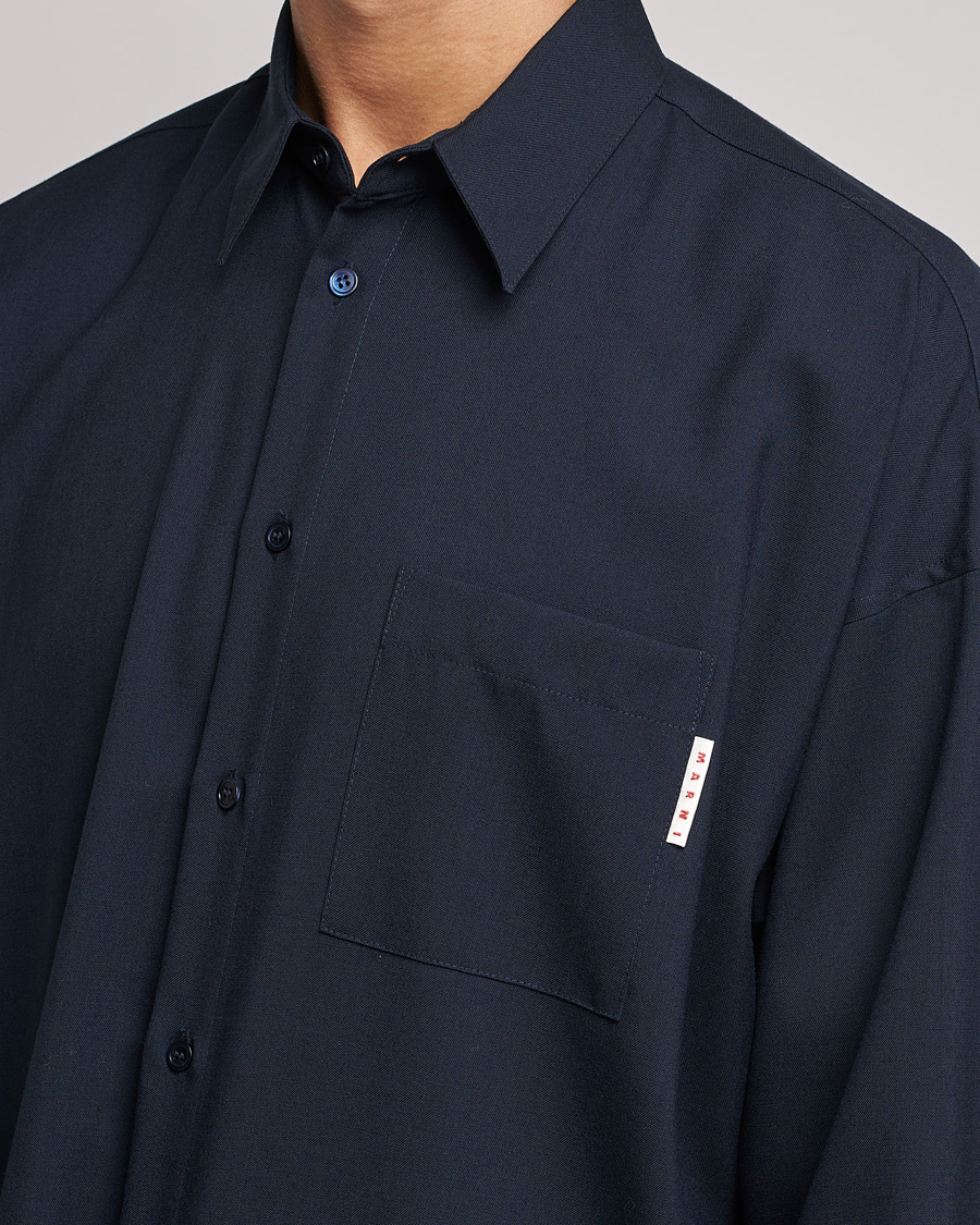 Men | Shirts | Marni | Tropical Wool Oversize Shirt Blublack