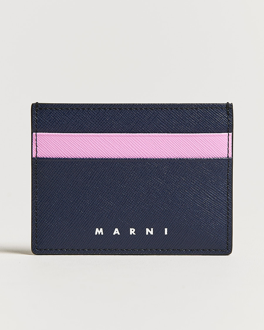 Men | Marni Saffiano Leather Card Holder Navy | Marni | Saffiano Leather Card Holder Navy