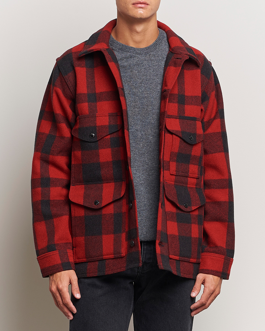 Men | Coats & Jackets | Filson | Mackinaw Wool Cruiser Red/Black Plaid