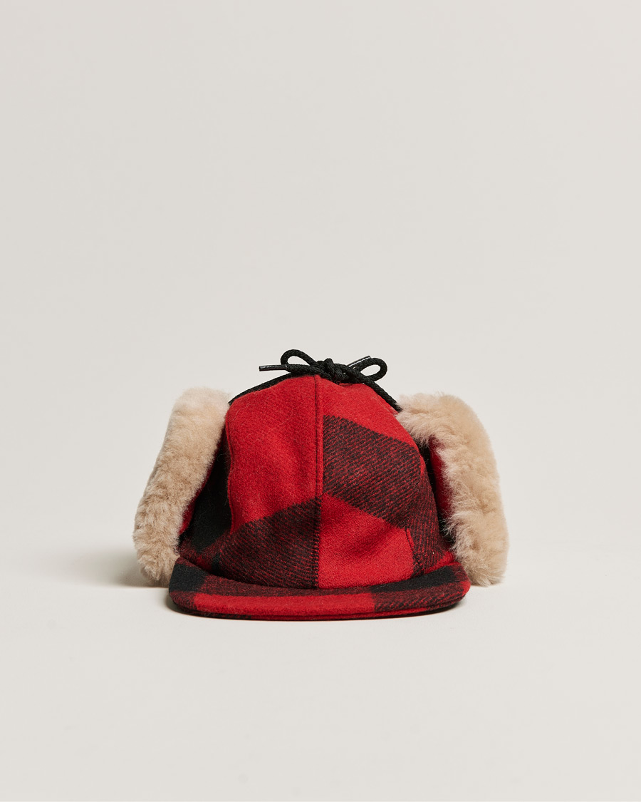 Men | Hats & Caps | Filson | Double Mackinaw Wool Cap Red Black Plaid