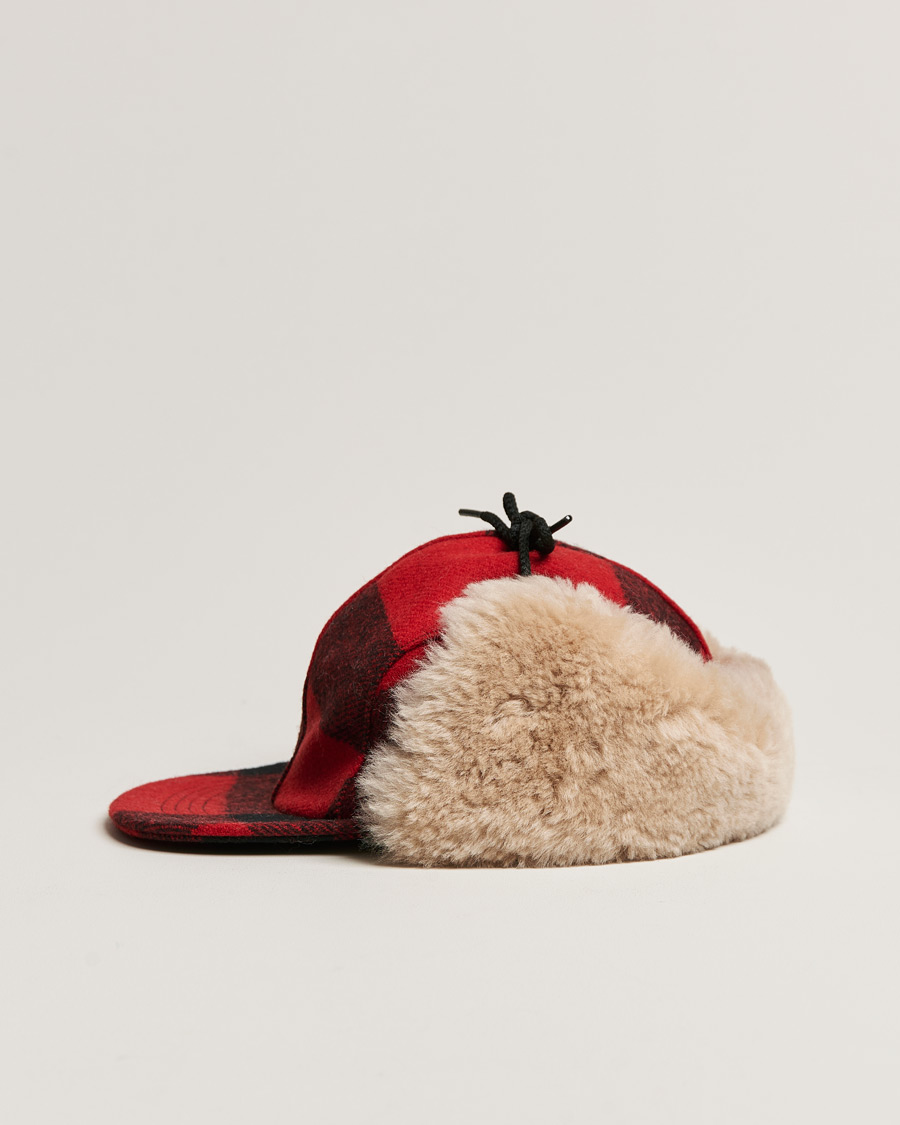 Men | Hats & Caps | Filson | Double Mackinaw Wool Cap Red Black Plaid