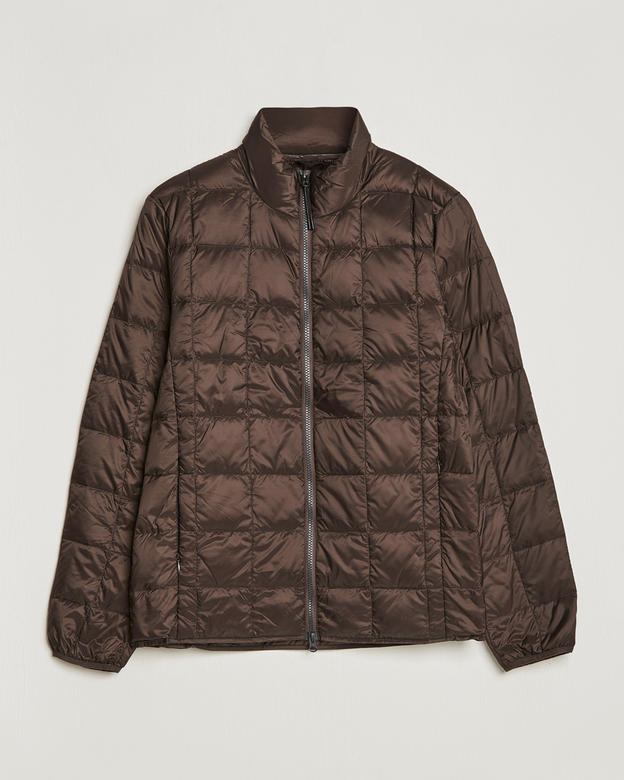 Men | Coats & Jackets | TAION | High Neck Full Zip Lightweight Down Jacket Dark Choco