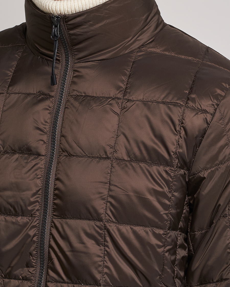 Men | Coats & Jackets | TAION | High Neck Full Zip Lightweight Down Jacket Dark Choco