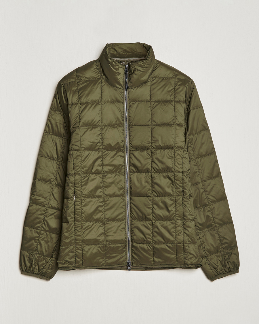 Men | Coats & Jackets | TAION | High Neck Full Zip Lightweight Down Jacket Dark Olive