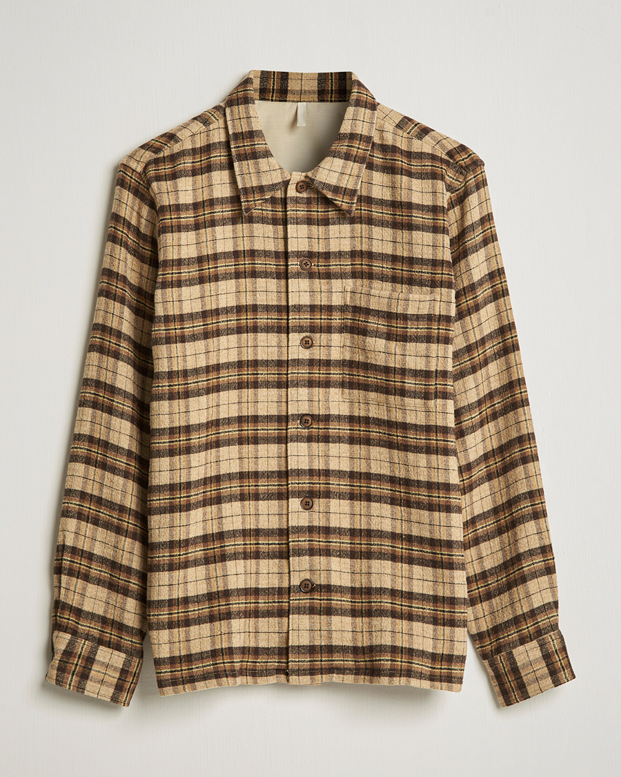 Men | Shirts | Sunflower | Spacey Wool Overshirt Brown Check