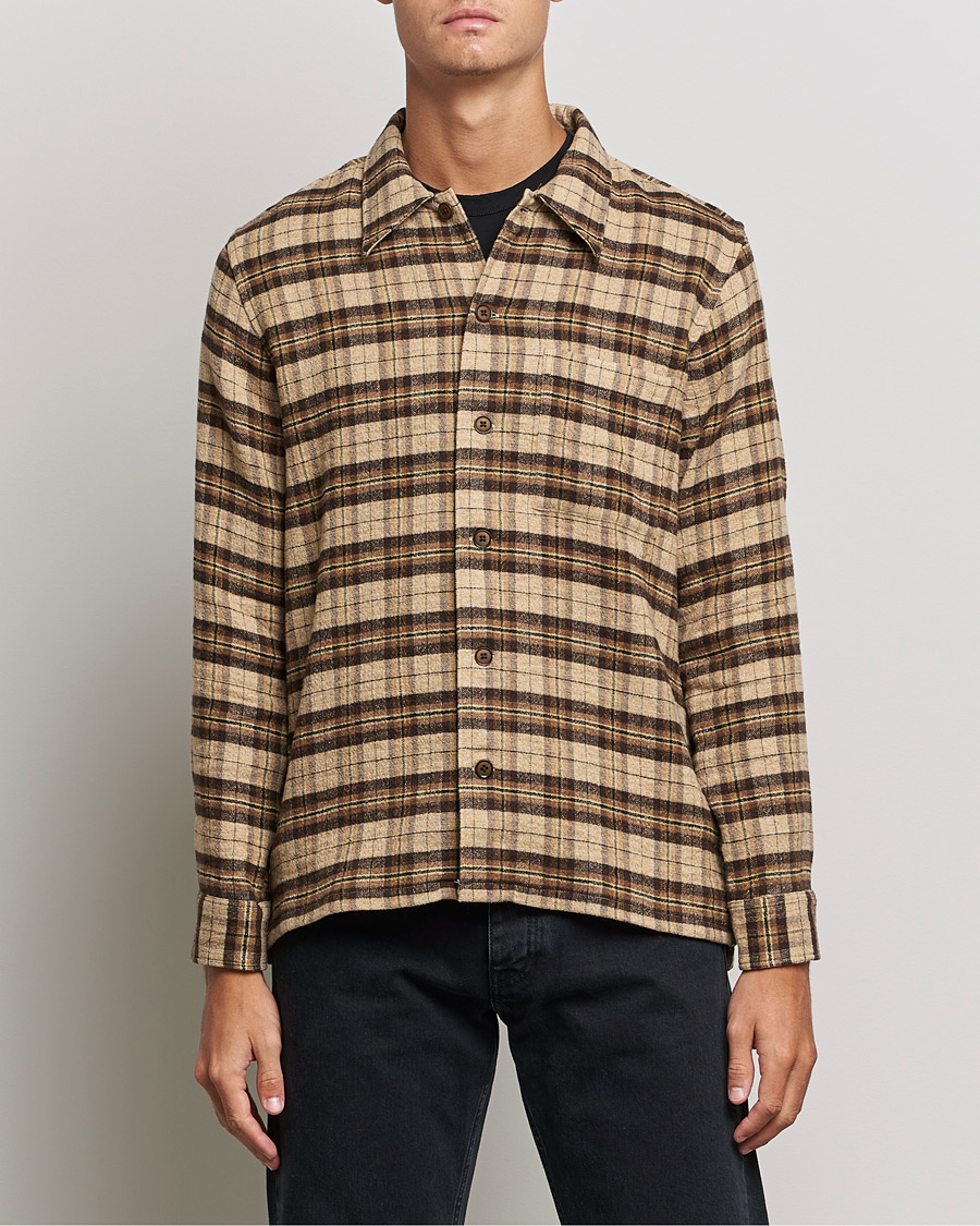 Men | Shirts | Sunflower | Spacey Wool Overshirt Brown Check