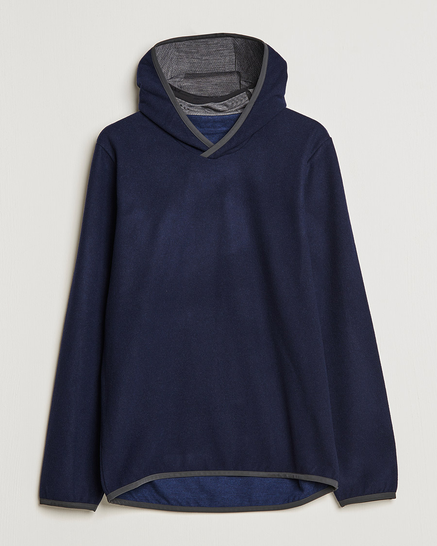 Men | Sweaters & Knitwear | SEASE | Drone Wool/Jersey Hood Navy