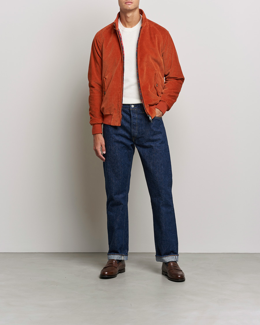 Men |  | Baracuta | G9 Padded Corduroy Harrington Jacket Dark Orange