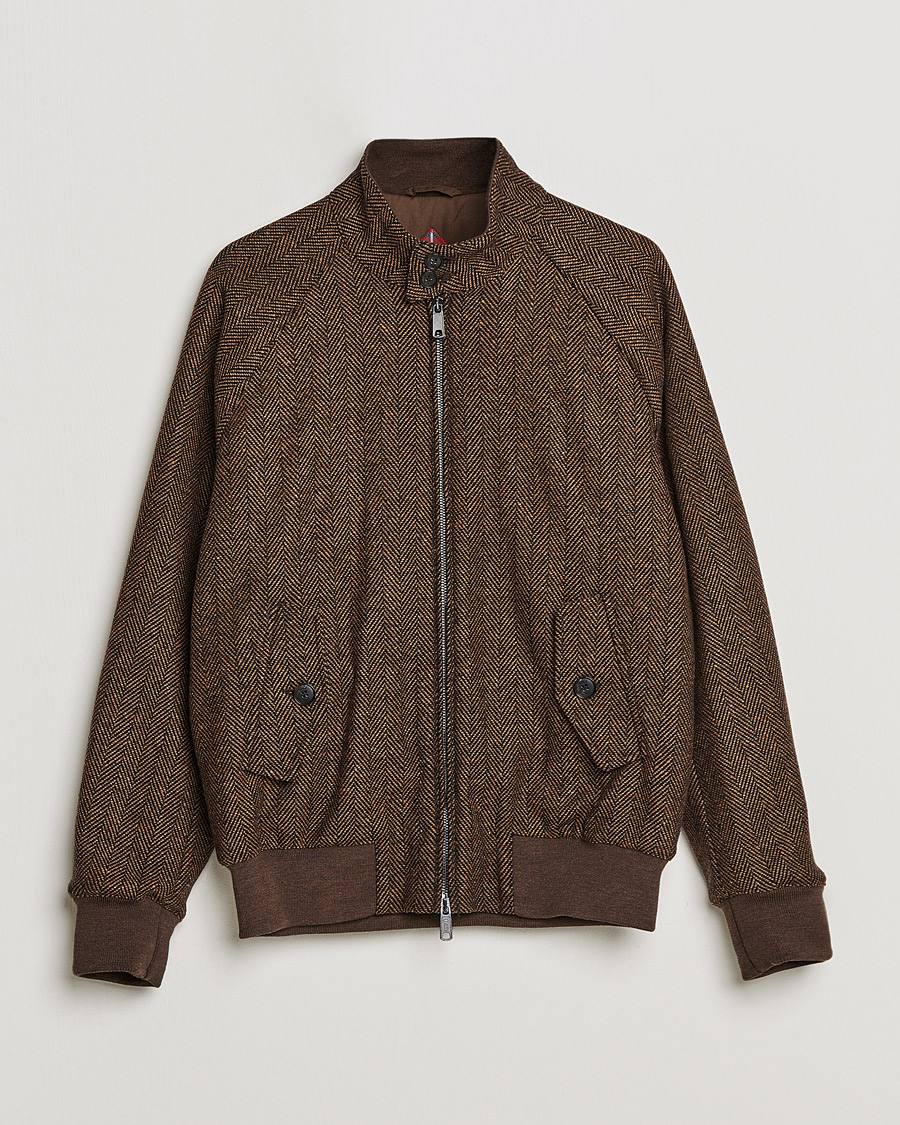 Men | Coats & Jackets | Baracuta | G9 Herringbone Wool Jacket Brown