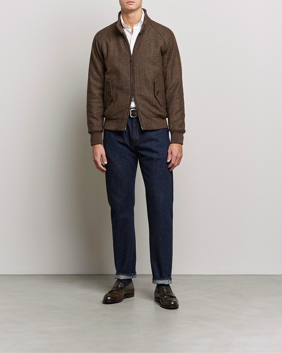 Men | Coats & Jackets | Baracuta | G9 Herringbone Wool Jacket Brown