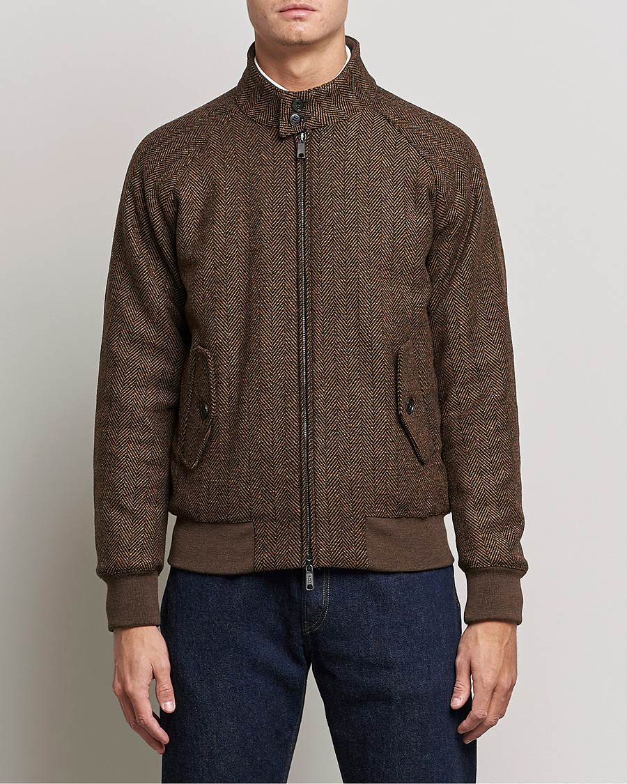 Men | Coats & Jackets | Baracuta | G9 Herringbone Wool Jacket Brown