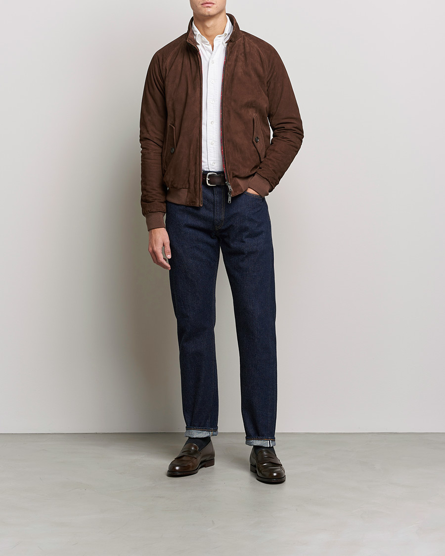Men | Autumn Jackets | Baracuta | G9 Winter Suede Harrington Jacket Chocolate