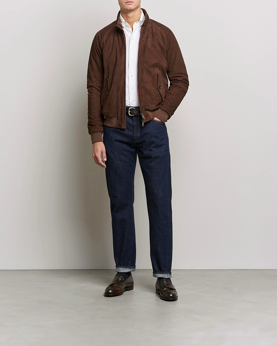 Men | Coats & Jackets | Baracuta | G9 Winter Suede Harrington Jacket Chocolate