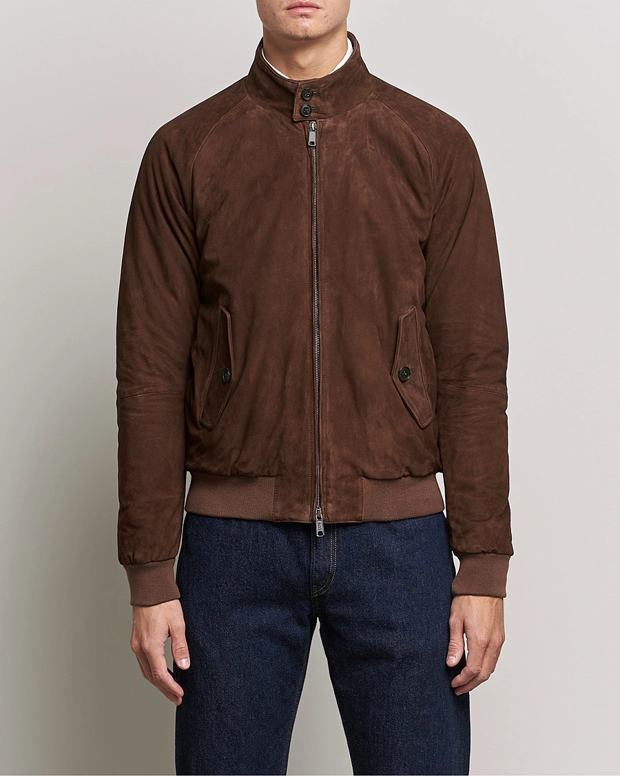 Men | Coats & Jackets | Baracuta | G9 Winter Suede Harrington Jacket Chocolate