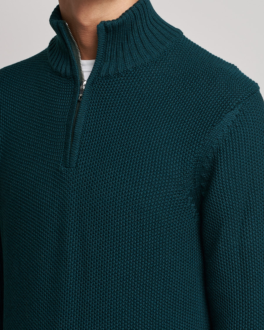 Men | Sweaters & Knitwear | Orlebar Brown | Lennard Merino Waffle Half Zip Bristlecone Pine