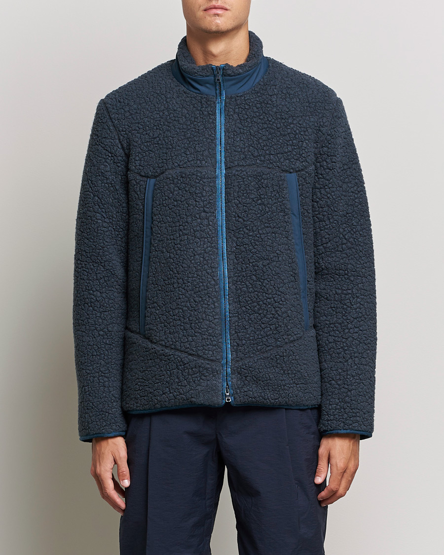 Men | Fleece Sweaters | Orlebar Brown | Auster Sherpa Fleece Dark Nocturnal Navy