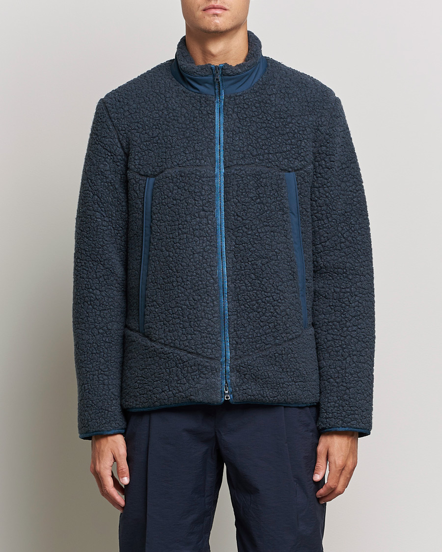 Men | Sweaters & Knitwear | Orlebar Brown | Auster Sherpa Fleece Dark Nocturnal Navy
