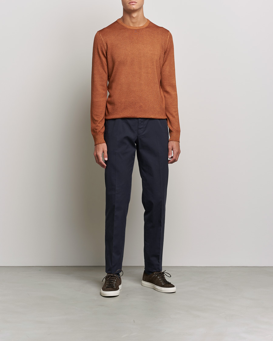 Men | Sweaters & Knitwear | Gran Sasso | Vintage Merino Fashion Fit Crew Neck Pullover Rust