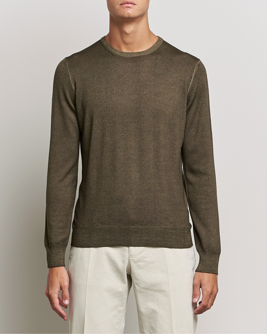Men | Sweaters & Knitwear | Gran Sasso | Vintage Merino Fashion Fit Crew Neck Pullover Green