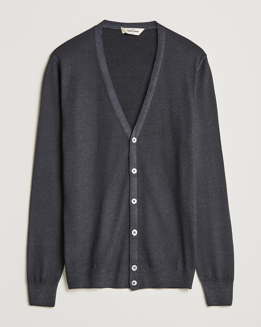 Men | Sweaters & Knitwear | Gran Sasso | Vintage Merino Fashion Fit Cardigan Black