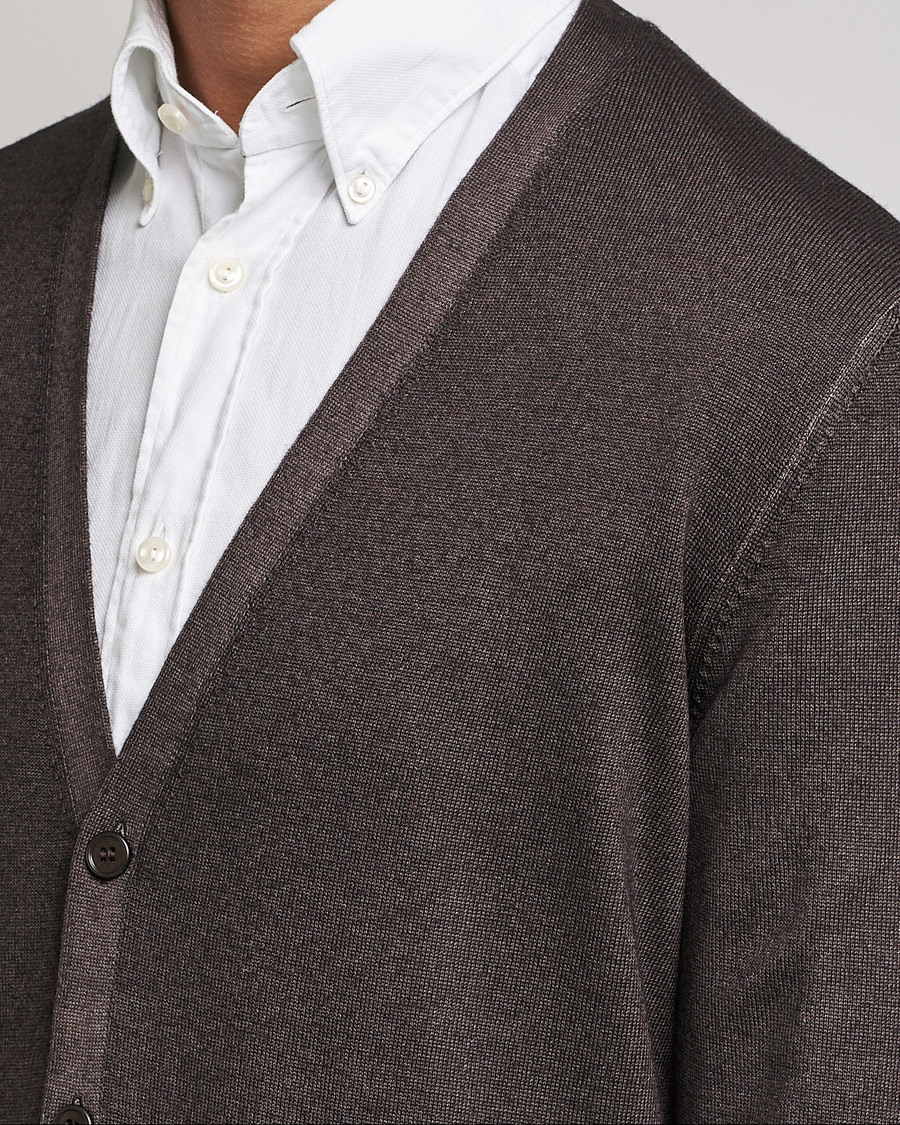 Men | Sweaters & Knitwear | Gran Sasso | Vintage Merino Fashion Fit Cardigan Brown