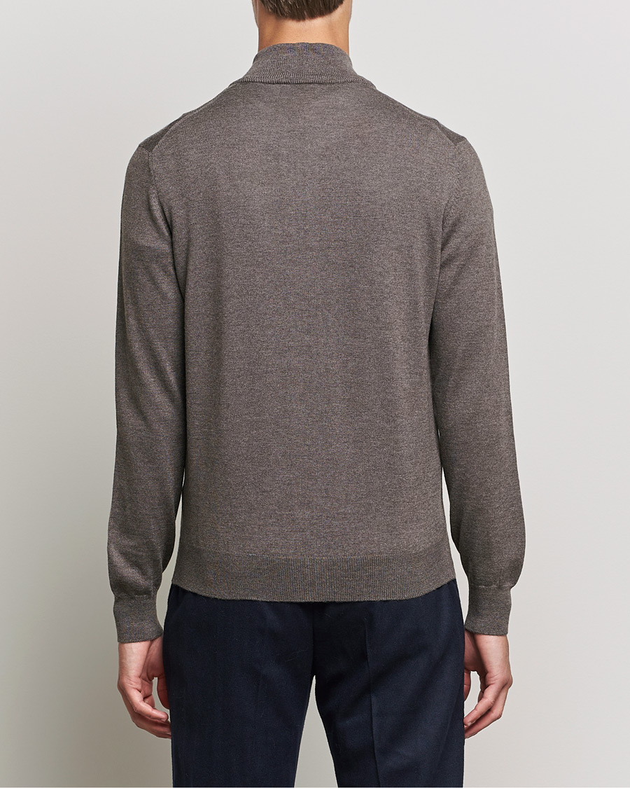 Men | Sweaters & Knitwear | Gran Sasso | Merino Fashion Fit Full Zip Mud Brown