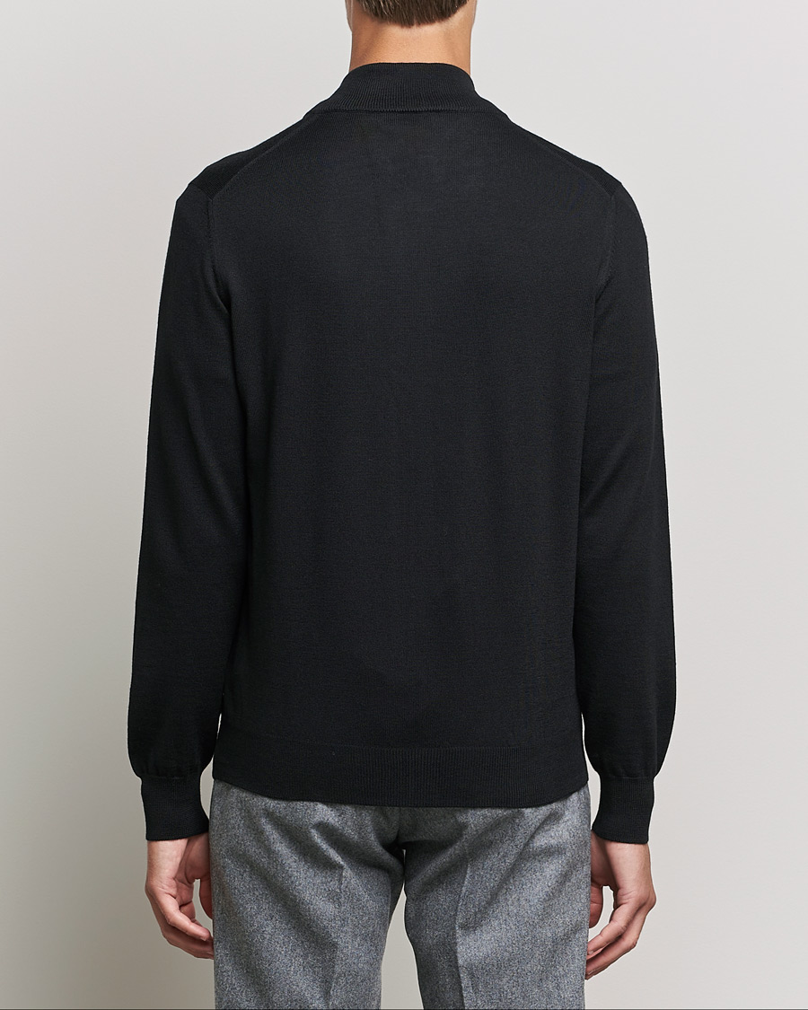 Men | Sweaters & Knitwear | Gran Sasso | Merino Fashion Fit Full Zip Black