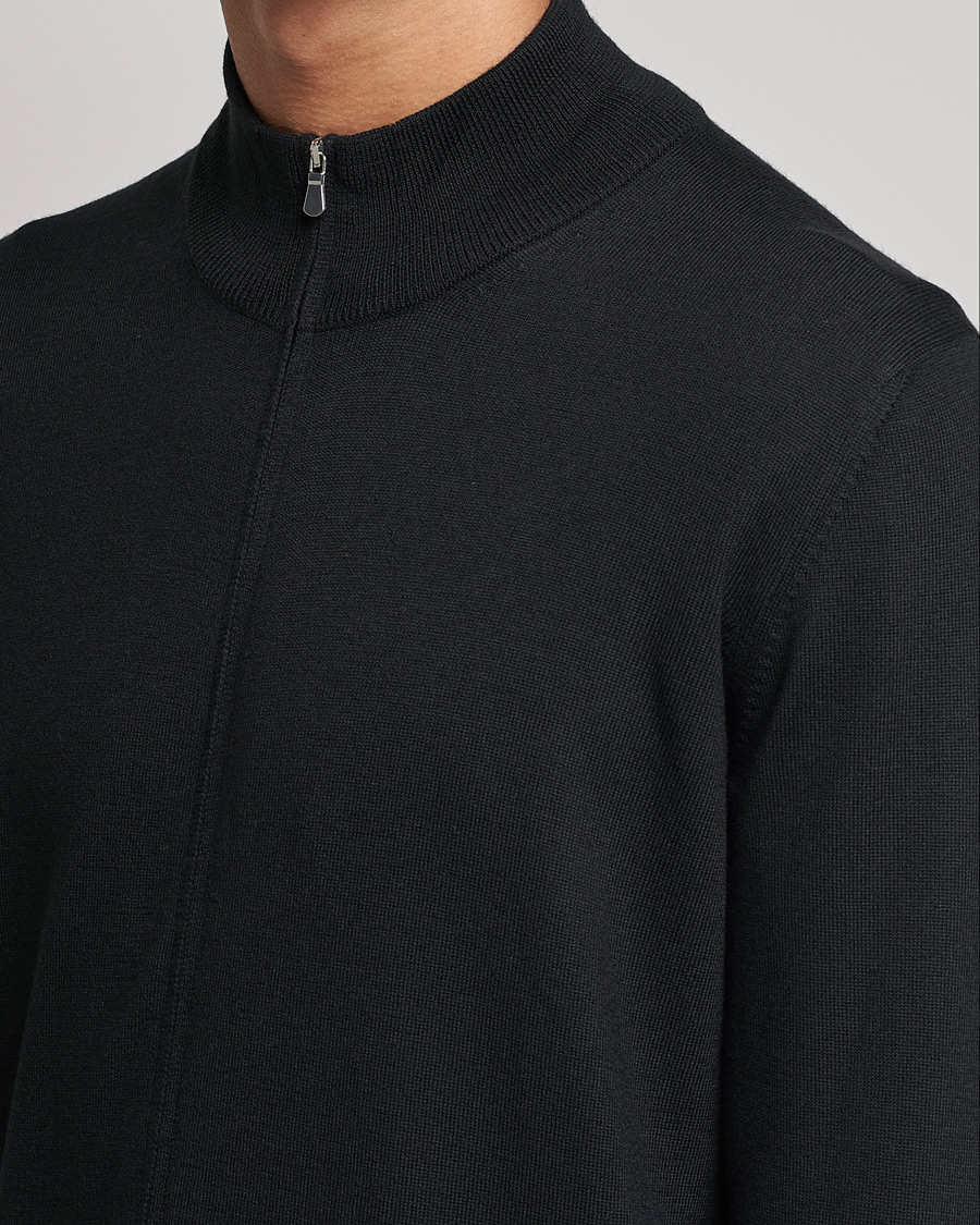 Men | Sweaters & Knitwear | Gran Sasso | Merino Fashion Fit Full Zip Black