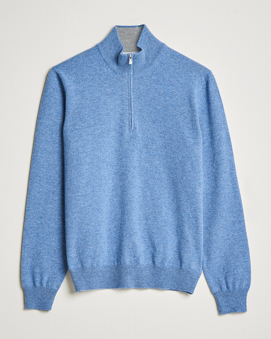 Men |  | Gran Sasso | Wool/Cashmere Half Zip Light Blue