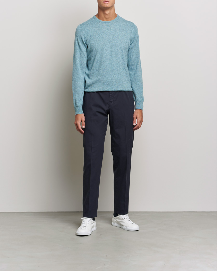 Men | Sweaters & Knitwear | Gran Sasso | Wool/Cashmere Crew Neck Aqua Green
