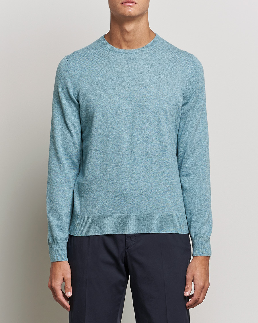Men | Sweaters & Knitwear | Gran Sasso | Wool/Cashmere Crew Neck Aqua Green
