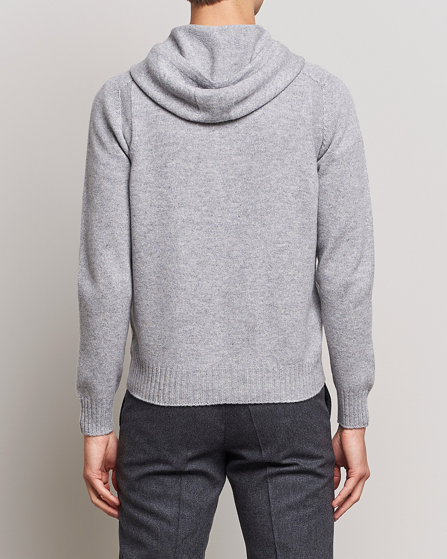 Men | Sweaters & Knitwear | Gran Sasso | Full Zip Wool Hoodie Light Grey