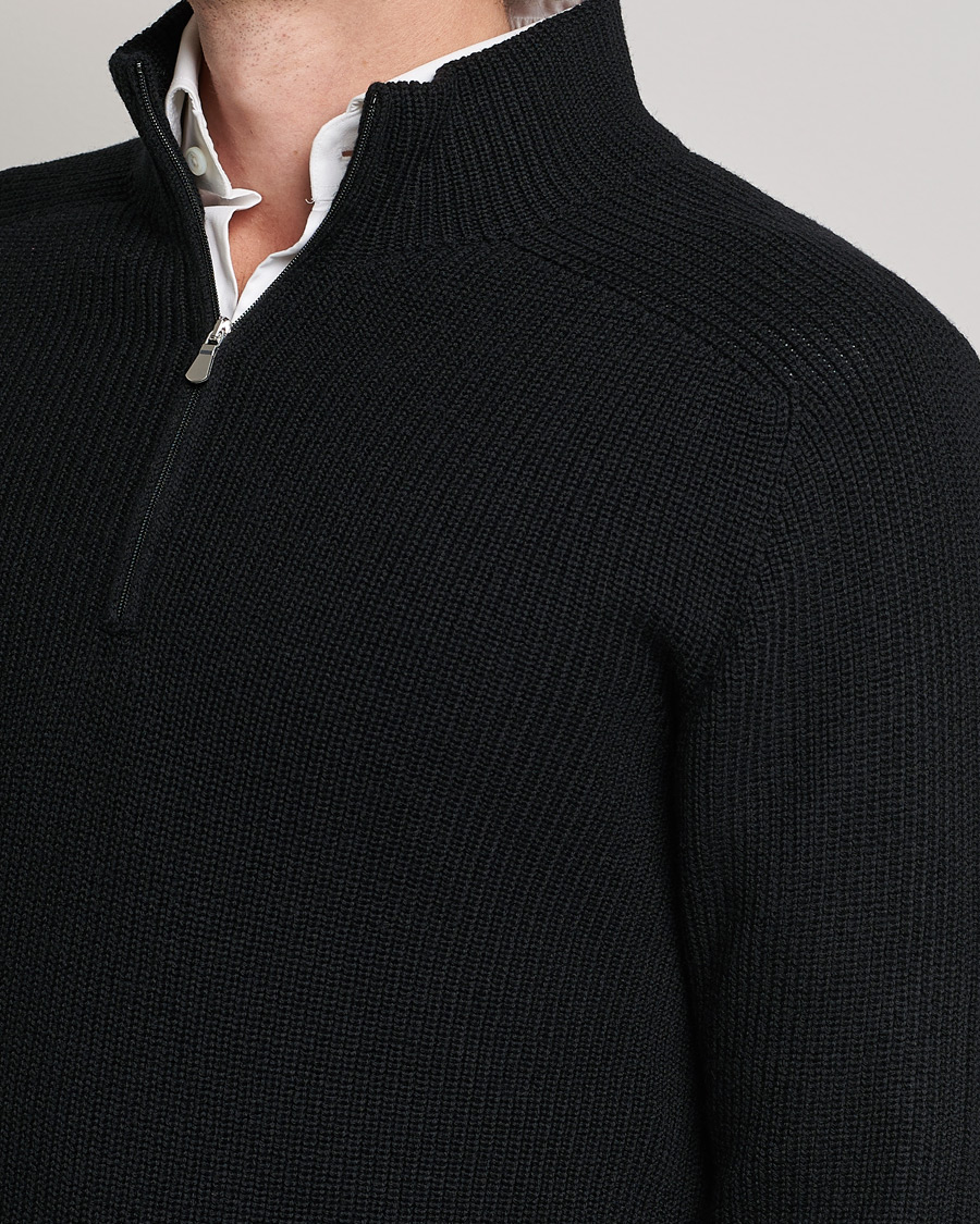 Men | Sweaters & Knitwear | Gran Sasso | Rainwool Half Zip Black