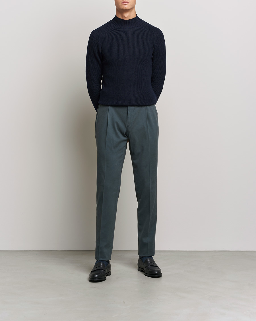 Men | Sweaters & Knitwear | Gran Sasso | Rainwool Mock Neck Navy