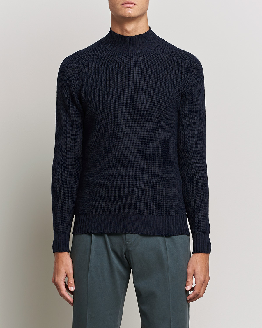 トップス Gran Sasso Gran Sasso Rainwool Mock Neck Navy at CareOfCarl.com