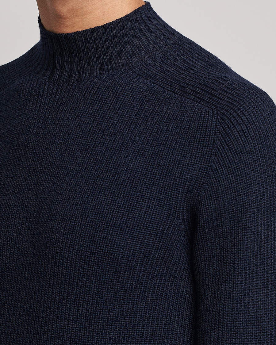 Men | Sweaters & Knitwear | Gran Sasso | Rainwool Mock Neck Navy