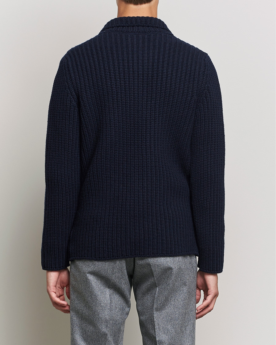 Men | Sweaters & Knitwear | Gran Sasso | Heavy Wool Knitted Blazer Cardigan Navy