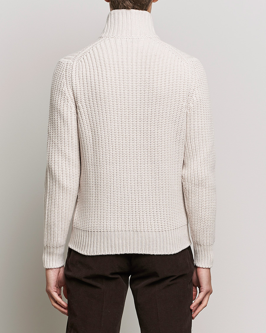 Men | Sweaters & Knitwear | Gran Sasso | Heavy Wool/Cashmere Full Zip Beige