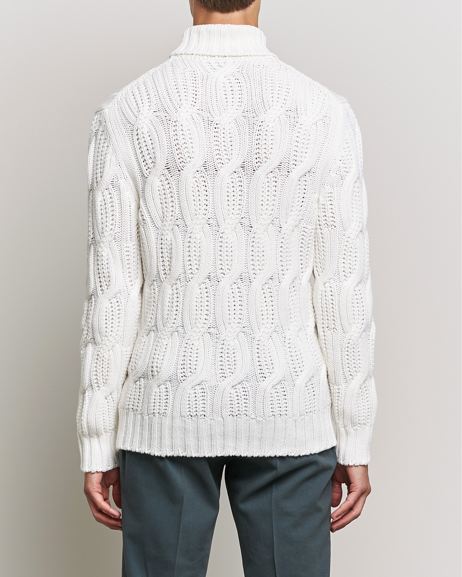 Men | Sweaters & Knitwear | Gran Sasso | Cable Knitted Wool/Cashmere Roll Neck Off White