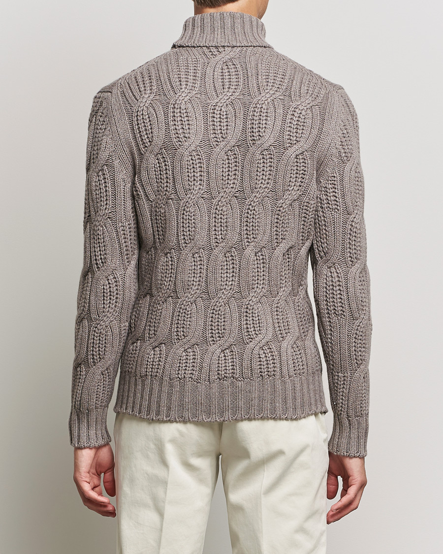 Men | Sweaters & Knitwear | Gran Sasso | Cable Knitted Wool/Cashmere Roll Neck Brown