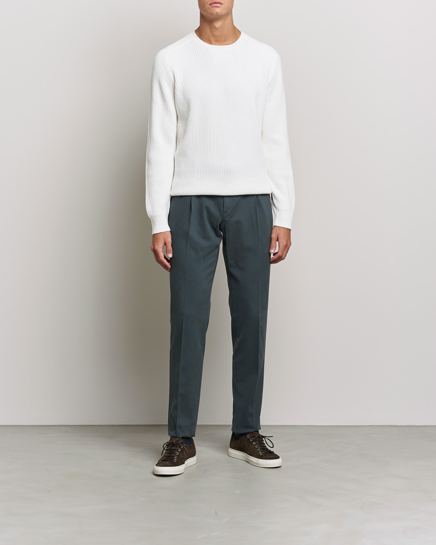 Men | Italian Department | Gran Sasso | Knitted Wool/Cashmere Structure Crewneck Off White