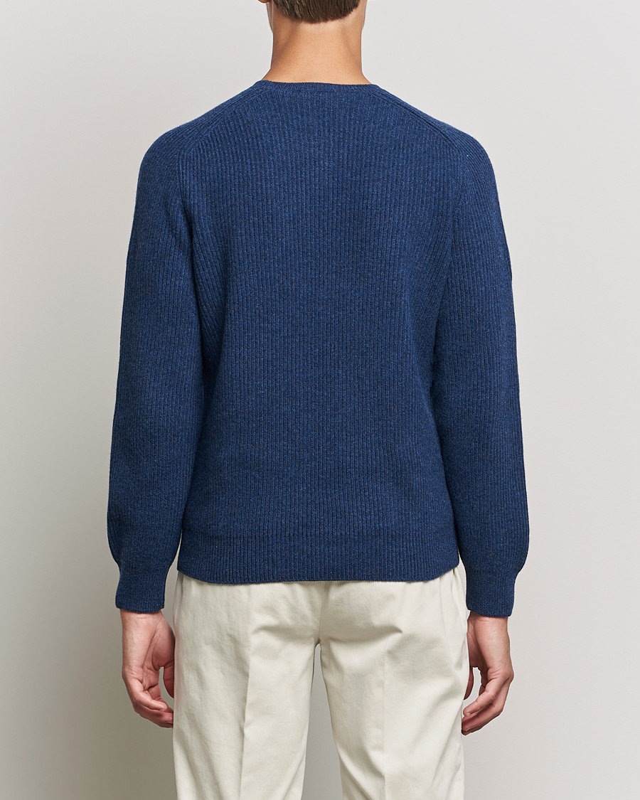 Men | Sweaters & Knitwear | Gran Sasso | Knitted Wool/Cashmere Structure Crewneck Navy