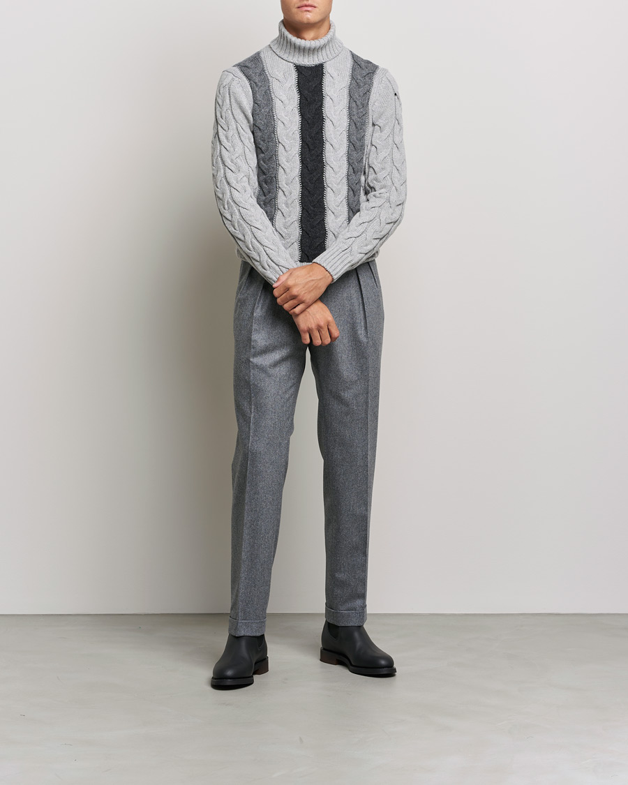 Men | Sweaters & Knitwear | Gran Sasso | Cable Knitted Wool Rollneck Grey