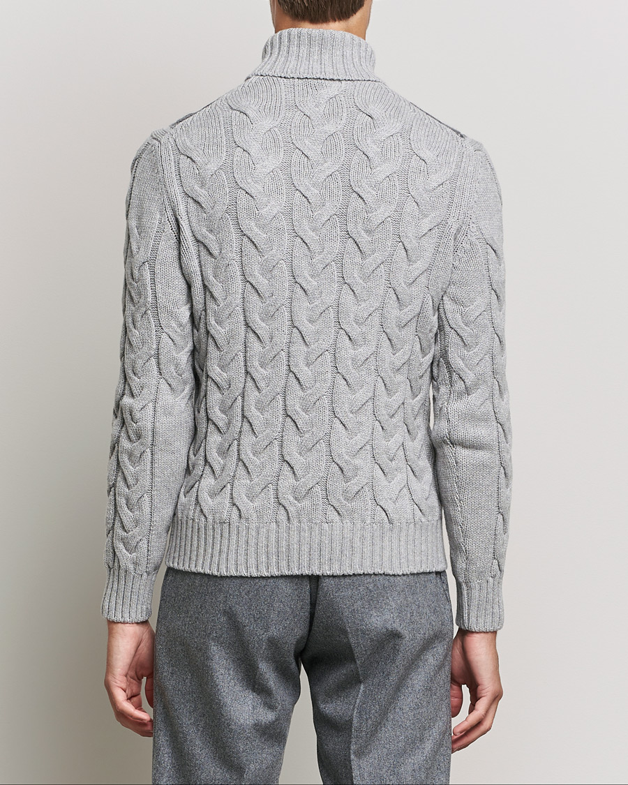 Men | Sweaters & Knitwear | Gran Sasso | Cable Knitted Wool Rollneck Grey