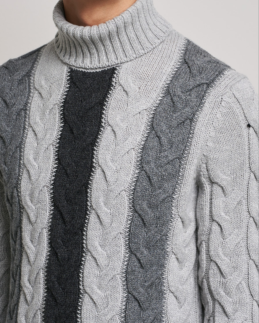 Men | Sweaters & Knitwear | Gran Sasso | Cable Knitted Wool Rollneck Grey