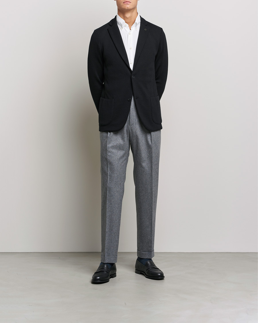 Men | Blazers | Gran Sasso | Travel Wool Knitted Jacket Black